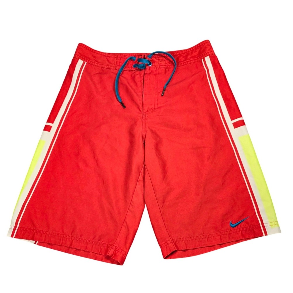 Nike Better‎ World Mens Board Shorts Red Neon Yellow Swim Trunks W29 18 REG